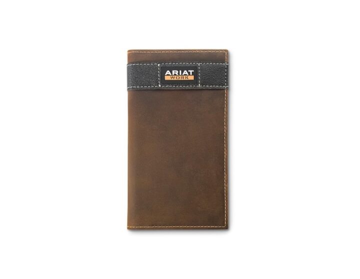 ARIAT Work Wallet Mens Checkbook Card Slots Leather Brown A3400102