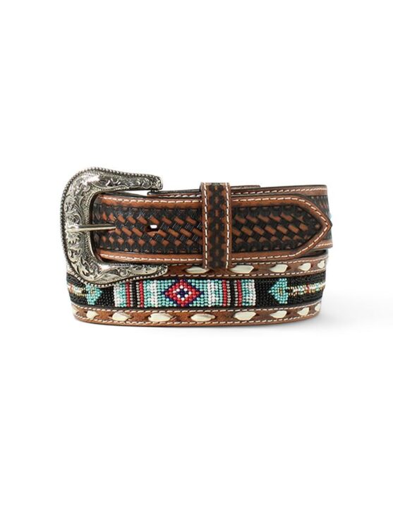 ARIAT Men's Beaded Lace Turquoise Belt, Tan, 34