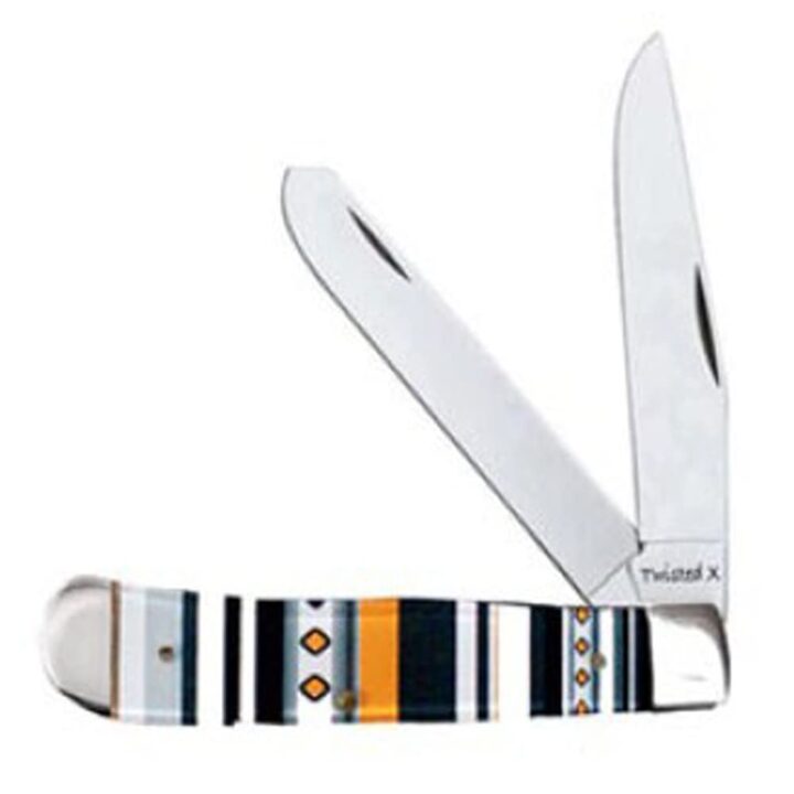 Twisted X Knife, 3 1/4" Stainless Steel Double Blade, Southwest Blanket Style Design Handle