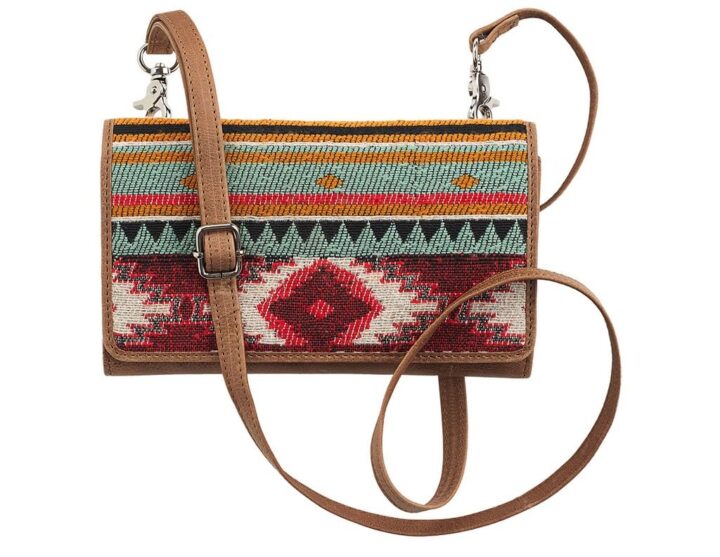 Nocona Women's Annabelle Style Crossbody Clutch, Woven Fabric and Leather Back, Magnetic Flap Closure, Multi-Color