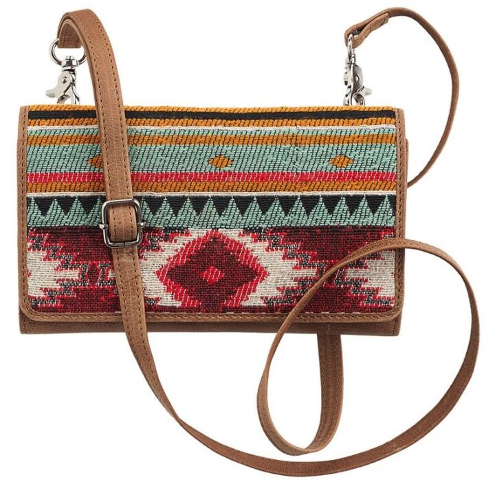 Nocona Women's Annabelle Style Crossbody Clutch, Woven Fabric and Leather Back, Magnetic Flap Closure, Multi-Color