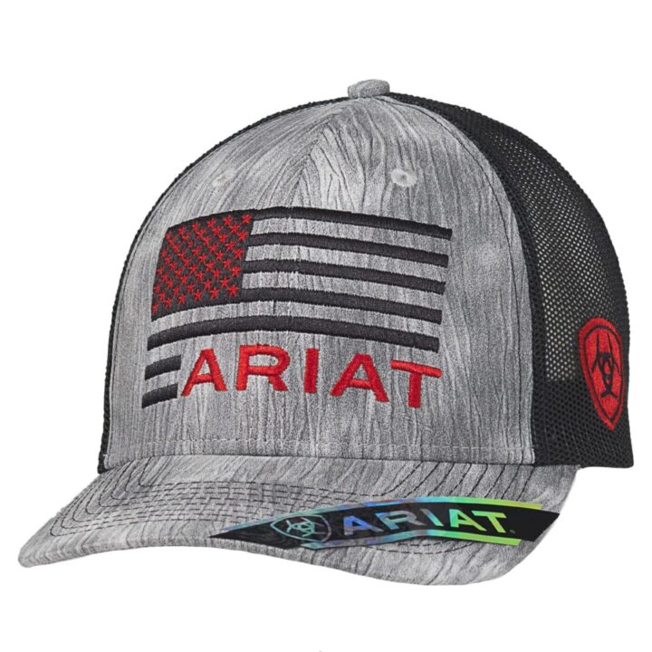 ARIAT Youth American Flag Embroidered Cap, Grey/White