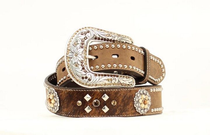 Nocona Western Belt Womens Hair Berry Crystal Concho L Brown N3452644