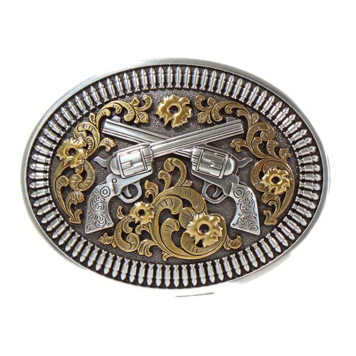 Nocona Men's Oval Floral Revolvers Buckle