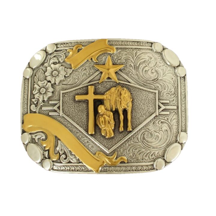M&F Western Products 37402 Rectangle Smith Edge Souble Ribbon Cowboy Prayer Belts Buckles