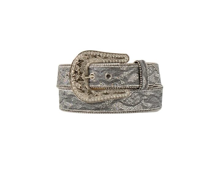 Nocona Belt Co. Western Belt Womens Glitter Lace Overlay L Silver N320006836