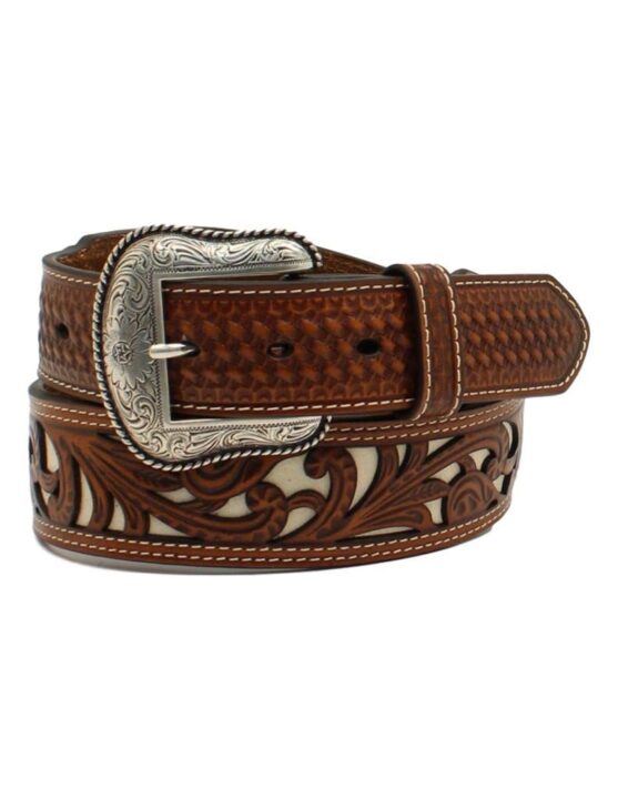 M&F Western Nocona Floral Pierced Bone Underlay Tan 34