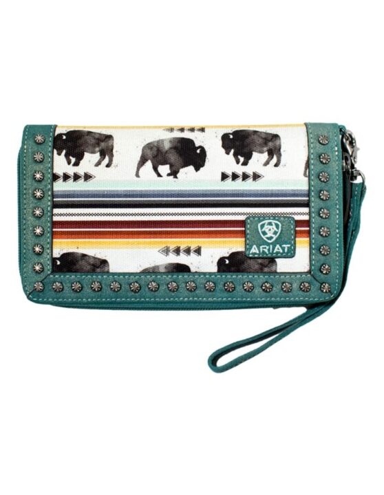 ARIAT Women's Buffalo Print Clutch Handbag, One Size