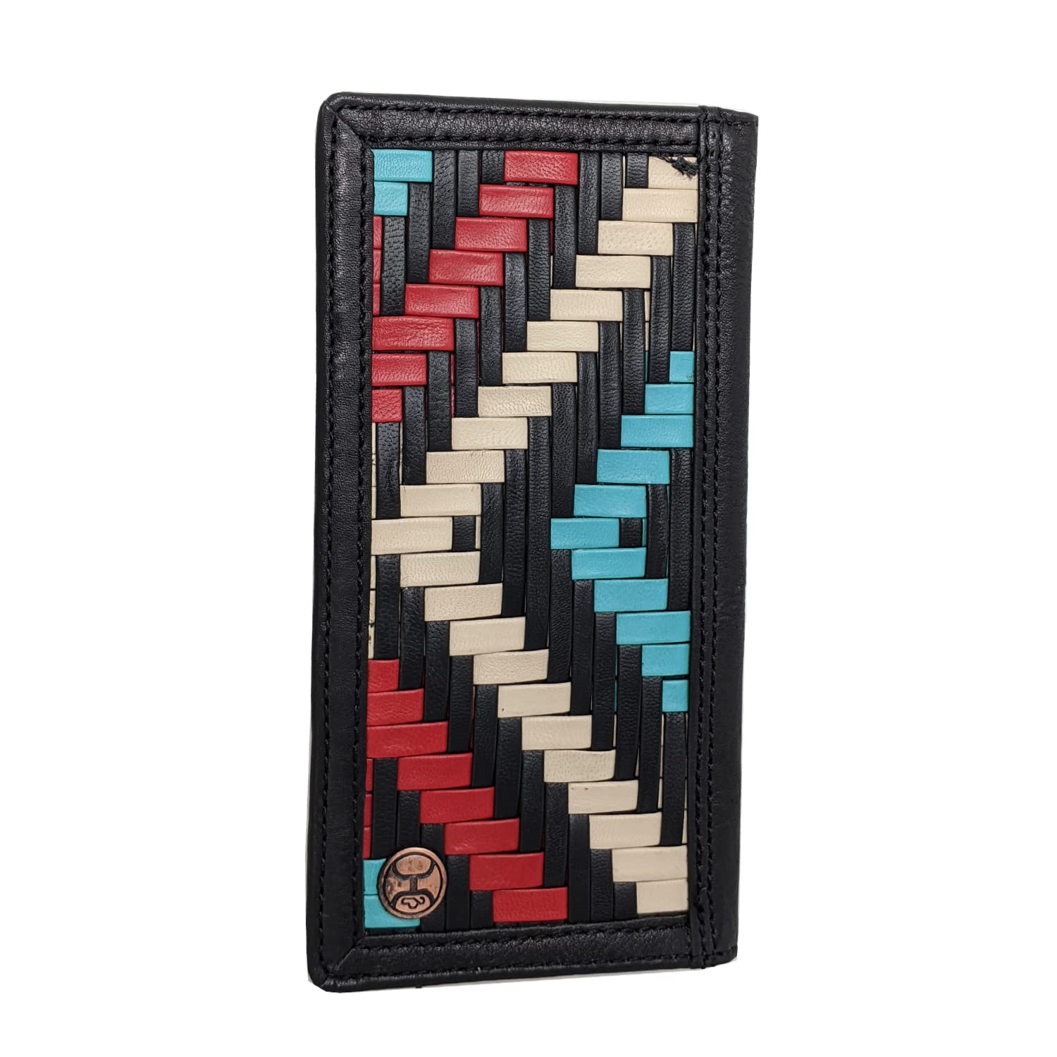 Hooey HW010-BKRD Hand-Woven Leather Aztec Print Inly Rodeo Wallet
