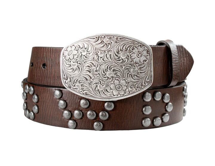 Nocona Womens Belt Leather HOWDY Wording Studs Brown N320008202