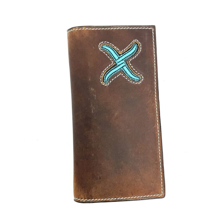 Twisted X Rodeo Distressed Brown and Turquoise Wallet (XRC-21), Large