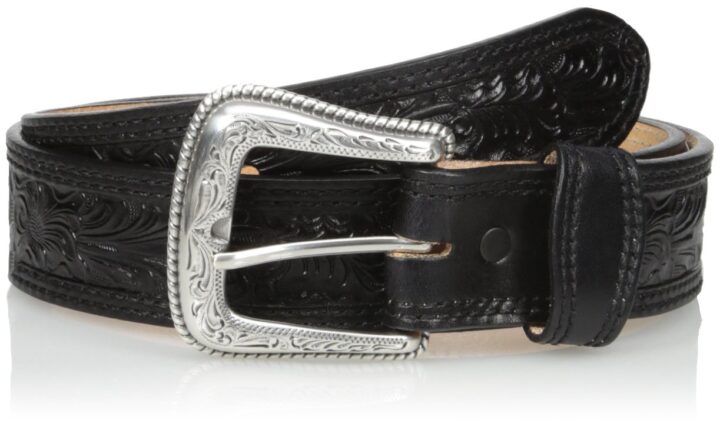 Nocona Mens Mexican Floral Embossed Leather Belt Black N2496801