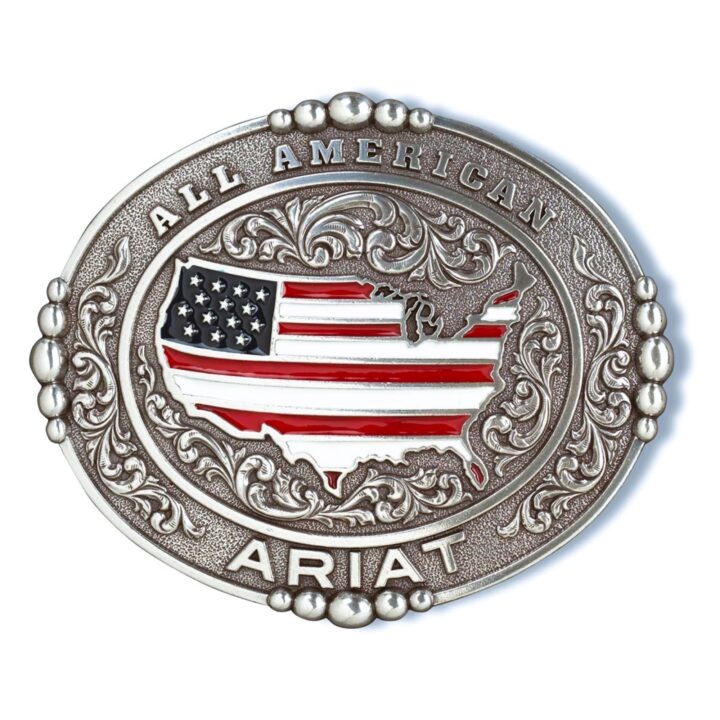 ARIAT Men's All American Belt Buckle, Silver
