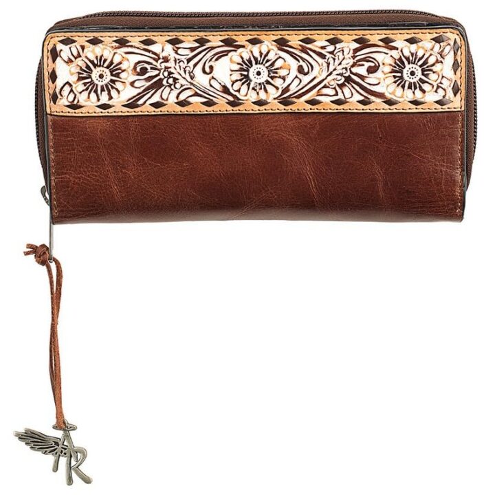 Angel Ranch White Washed Daisy Collection Wallet Brown