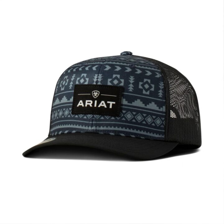 ARIAT Men's Aztec Print Trucker Cap, Navy