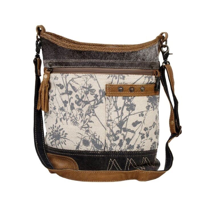 Myra Bag Milestone Floral Purses for Women - Canvas Shoulder Bag, Fabric Floral Purse with Genuine Leather Accents, Pretty Flower Print, Casual Women’s Flower Handbag for Everyday, College