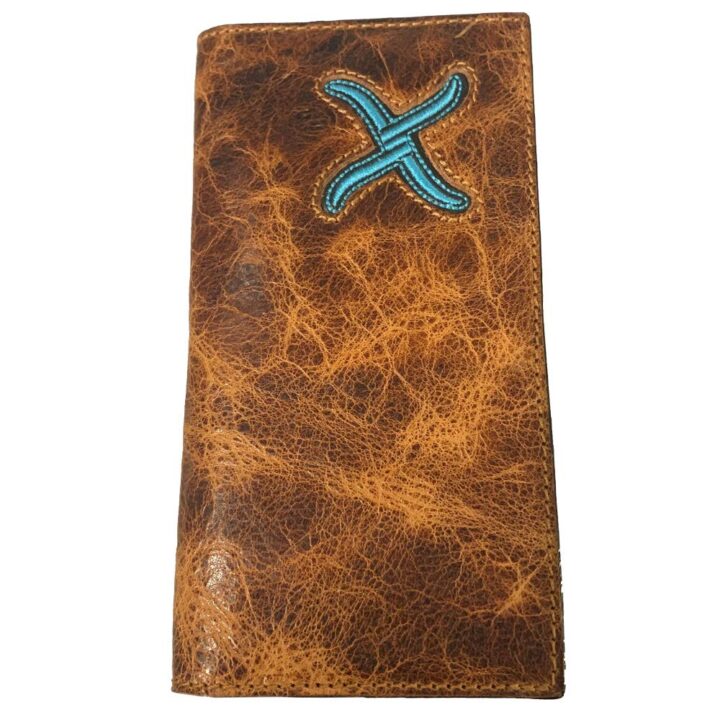 Twisted X Distressed Leather Wallet with Turquoise X (Rodeo)