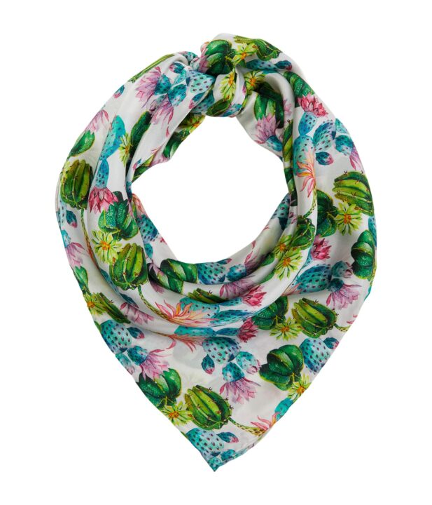 M&F Western Products Wild Rag Silk Cactus Print White One Size