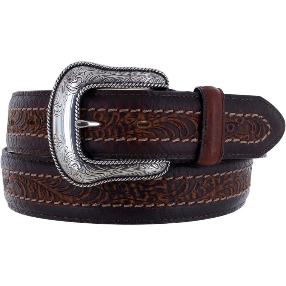 Justin Men's Floral Embossed Sheridan Bison Belt Brown 34