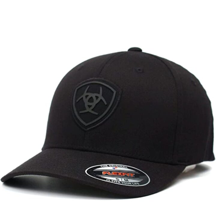 ARIAT Men's Black Flexfit Shield Logo Cap, L/XL