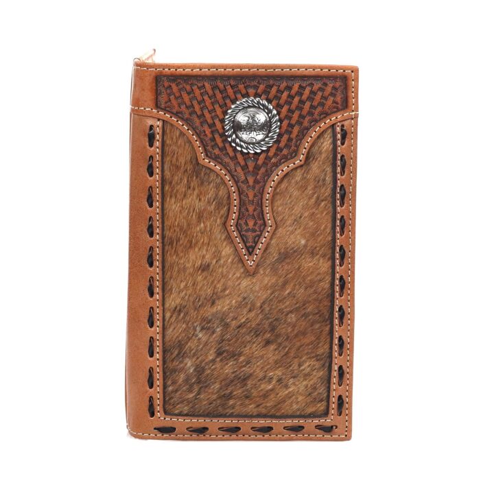 M&F Western Products Basketweave Calf Hair Rodeo Wallet, Brown