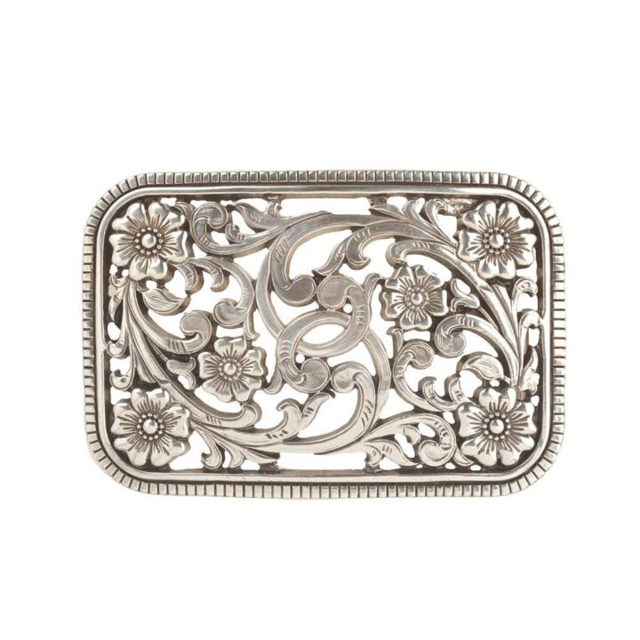 Nocona Women's Floral Filigree Buckle with Rope Edge (Antique Silver, 2-1/2" x 3-3/4")