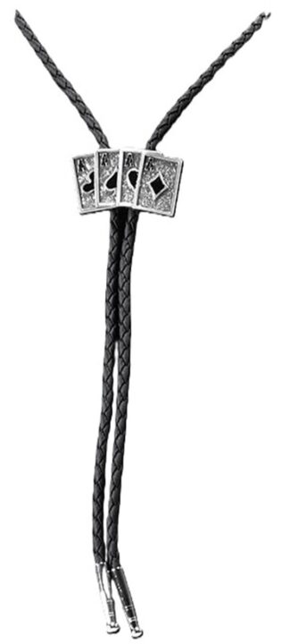 M&F Western Double S Mens Ace Cards Motif Bolo Tie Black One Size