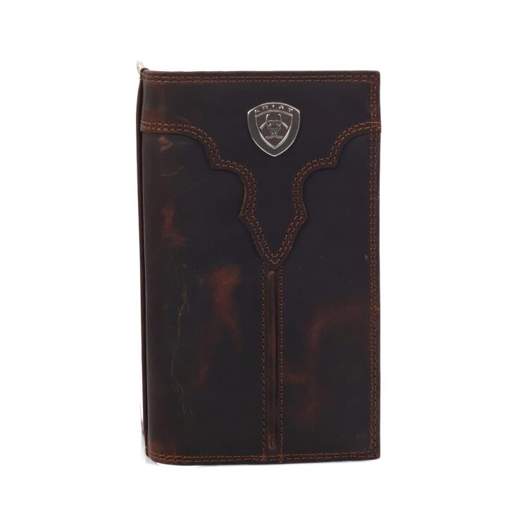 ARIAT Men's Rodeo Center Bump Shield Western Wallet, Brown