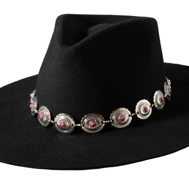 3D Western Hat Band 1" Concho Stone Adjustable Pink D740001730