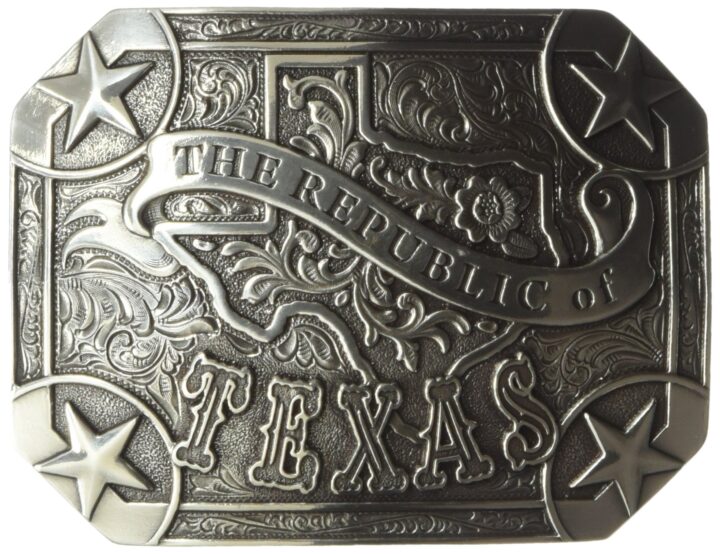 Nocona Men's Republic Of Texas Buckle, silver, One Size