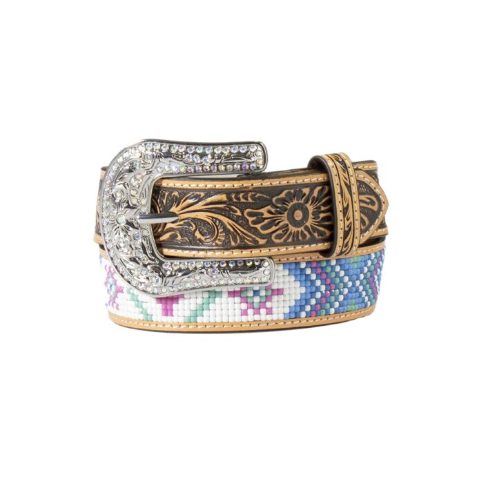 Angel Ranch Girl's 1 1/4 Floral Embossed Cactus Belt, Multicolored, Size 22