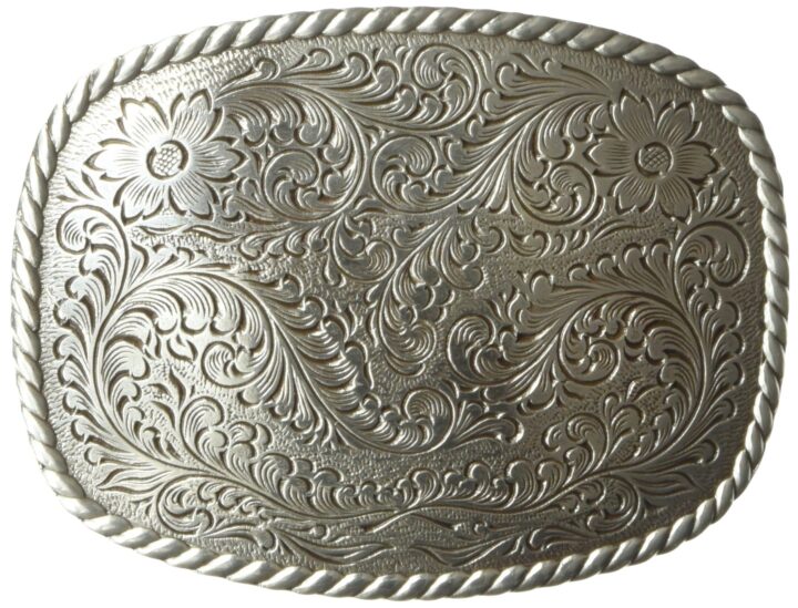 Nocona Men's Silver Rounded Square Buckle, silver, One Size