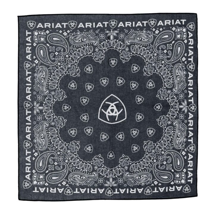ARIAT Paisley Shield Logo Cotton Bandana, Black