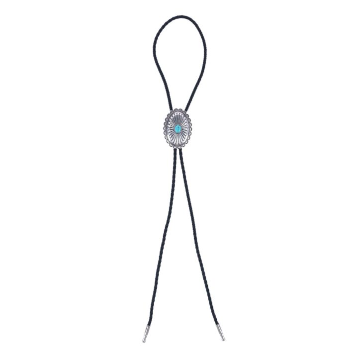 M&F Western Products Bolo Tie Silver/Turquoise Oval Pendant One Size