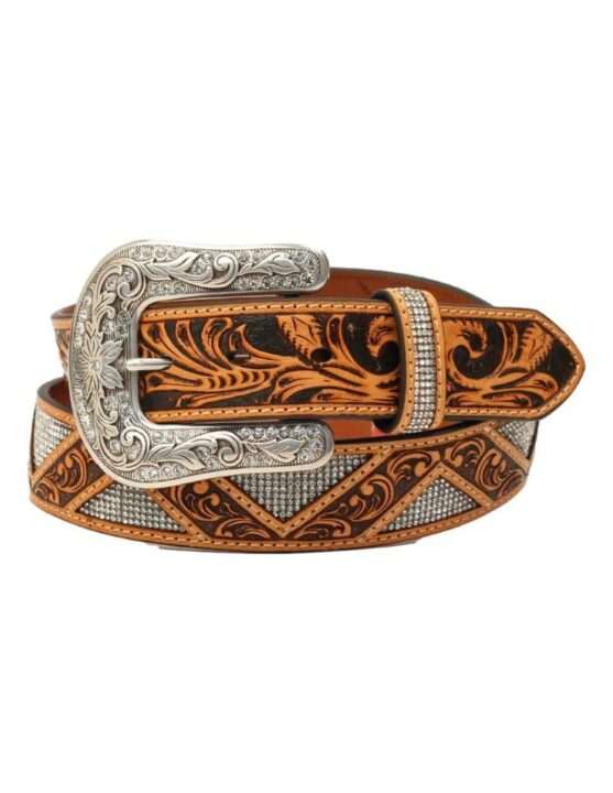 Angel Ranch Western Belt Womens Zigzag Stones Tan D140002808