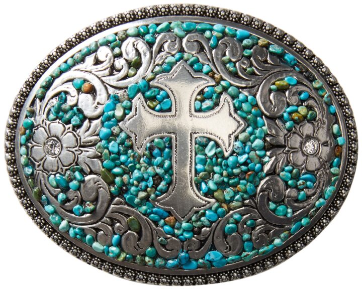 M F Western Products M&F Ladies Turquoise Stone Cross Buckle Turquoise
