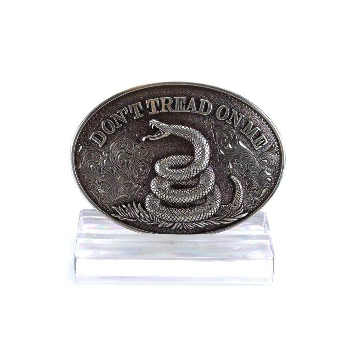 Nocona Men's Don't Tread On Me Antique Silver Oval Western Belt Buckle 37109