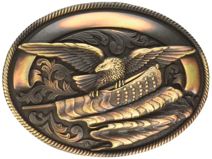 Nocona Men's Copper Eagle Flag Buckle, copper, One Size