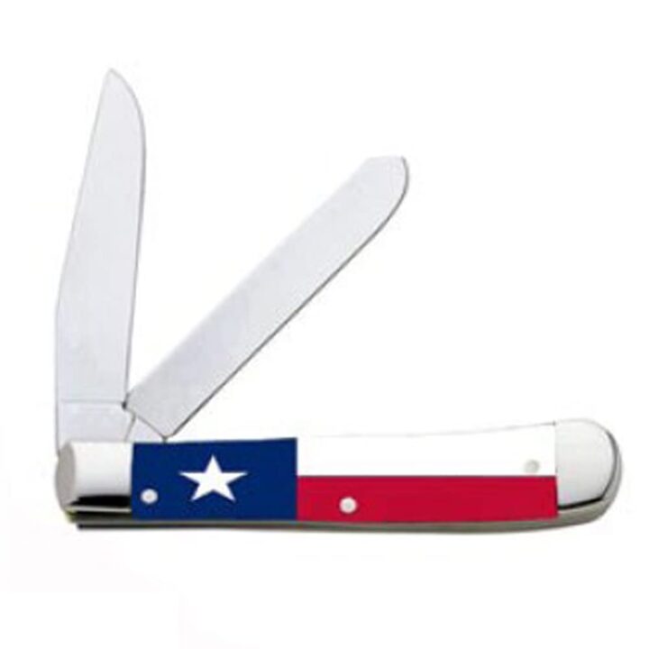 Circle SH Folding Trapper Knife, Acrylic Handle (Texas Flag)