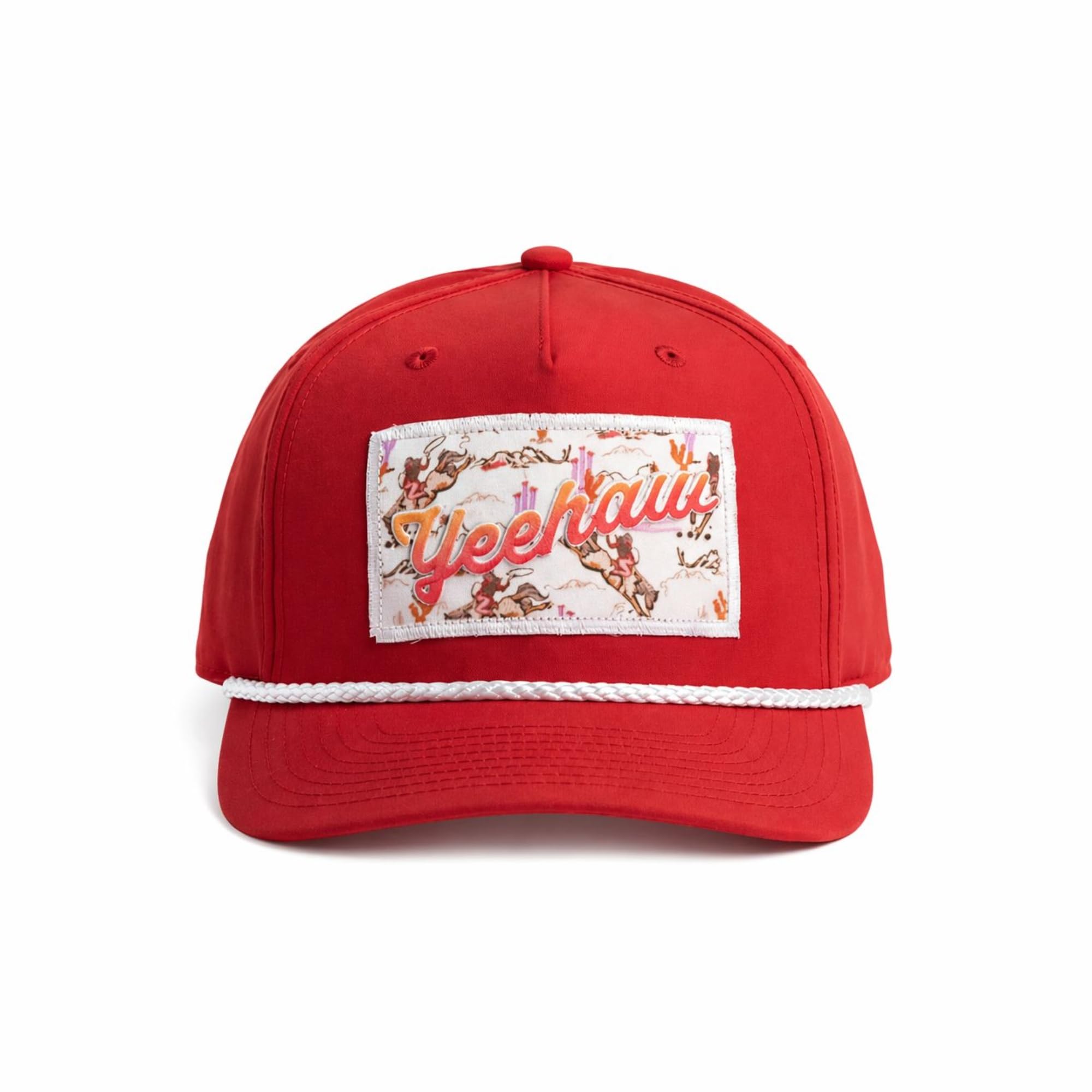 ARIAT Women's Yeehaw Patch Snapback Rope Cap, Flat Brim, Red