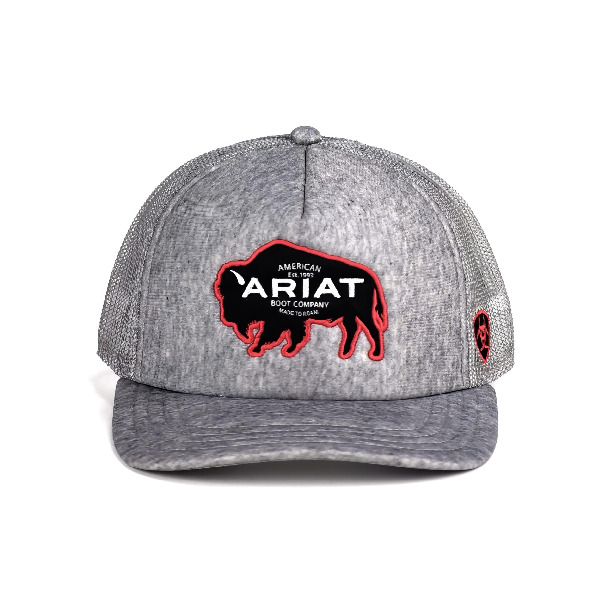 ARIAT Men's Foam Front Cap, Grey Mesh, Buffalo Silhouette Patch