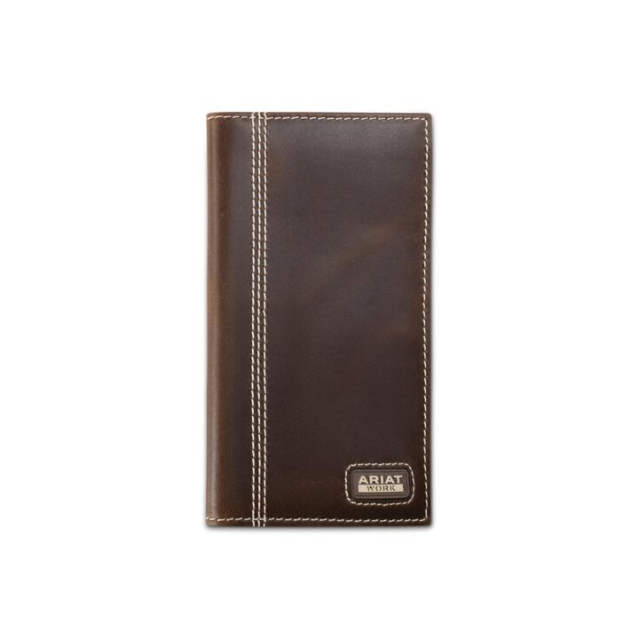 ARIAT Men's Triple Stitch Work Rodeo Wallet, RFID Blocking, Leather, Brown