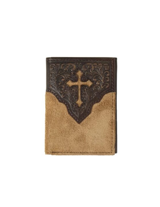 Nocona Western Wallet Mens Cross Engraved Bifold Floral Tan N5413608