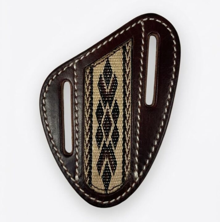 Twisted X XKS121 Woven Fabric Inlay Southwestern Pattern Pancake Style 4" Brown Leather Knife Sheath