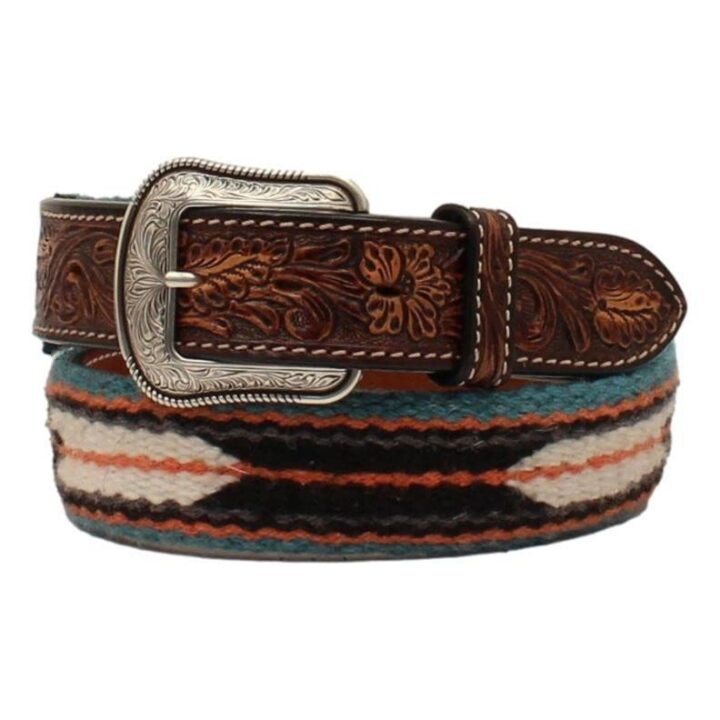 3d Mens Belt 1 1/2 Tooled Tabs Wool Blanket Brown