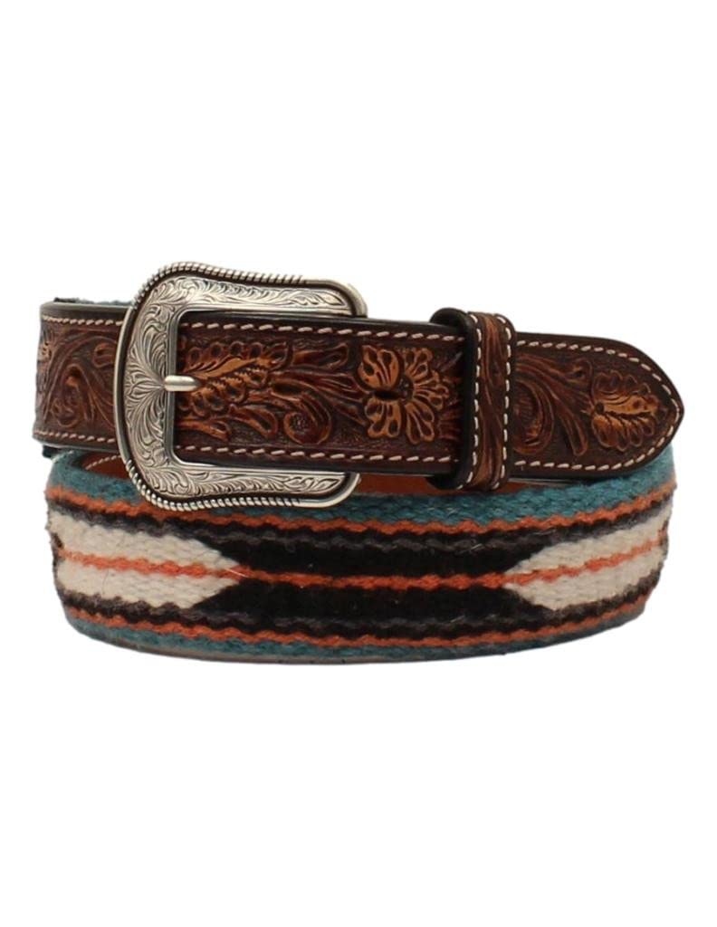 3d Mens Belt 1 1/2 Tooled Tabs Wool Blanket Brown