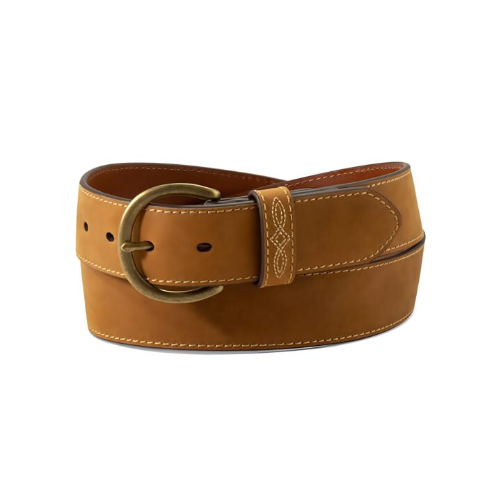 ARIAT Women's Bug Stitch Tab Brass Harness Belt, Medium Brown, Large