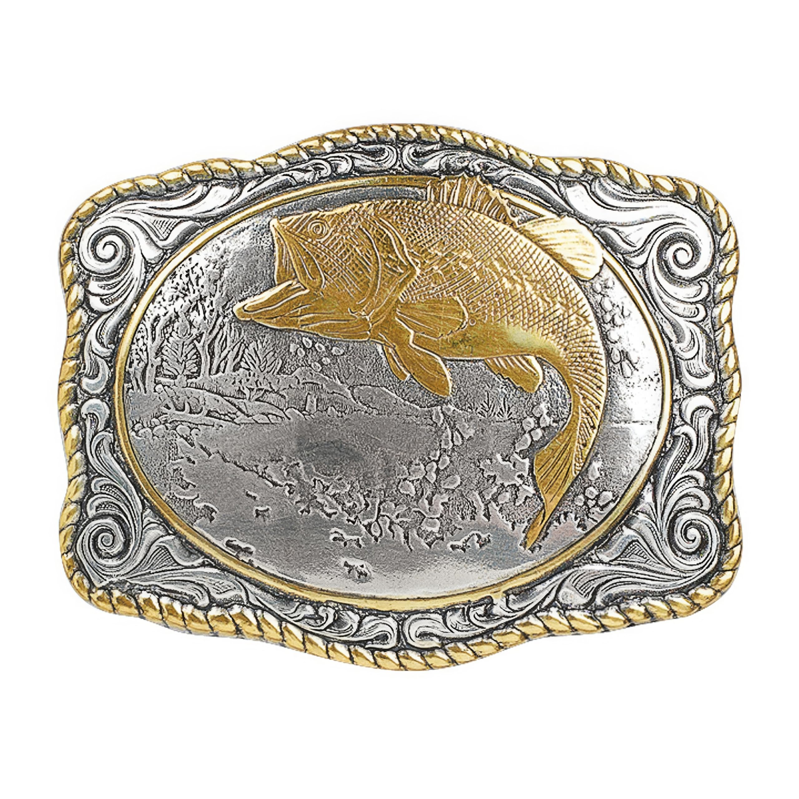 Nocona Men's Crumrine Multi Bass Scaloped Buckle, multi/color, One Size