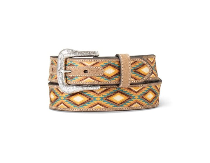 ARIAT Women's Western Diamond Inlay Logo Southwest Belt, Brown, Medium
