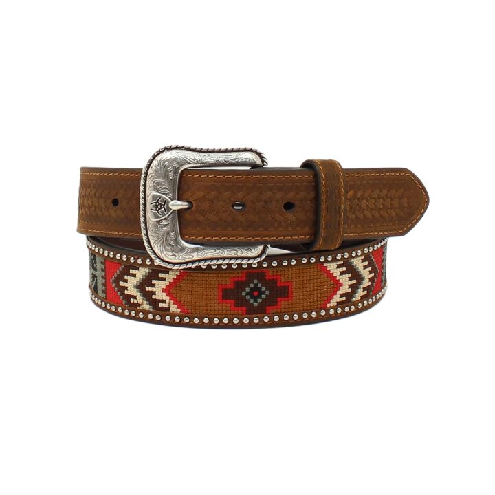 ARIAT Men's Southwestern Embroidered Inlay Belt, 1-1/2", 44